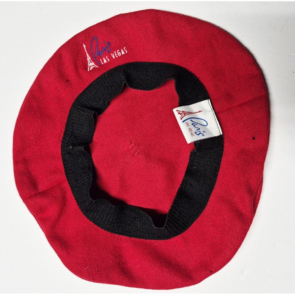 Vtg 90s Paris Las Vegas Casino Wool Beret Hat Eiffel Tower Launch Merch Souvenir